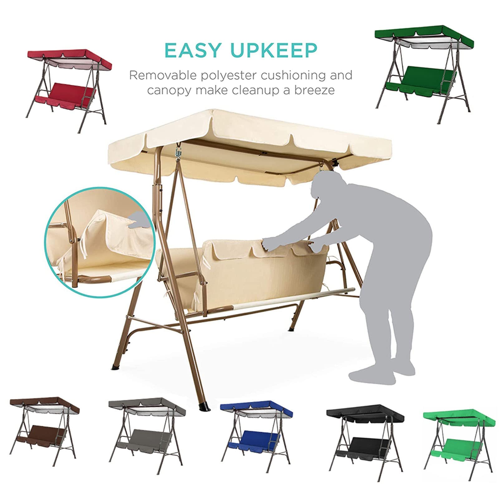 Waterdichte Outdoor Swing Luifel - Vervanging voor 2-zits Swing, Garden Waterdichte Outdoor Swing Luifel - Vervanging voor 2-zits Swing, Garden