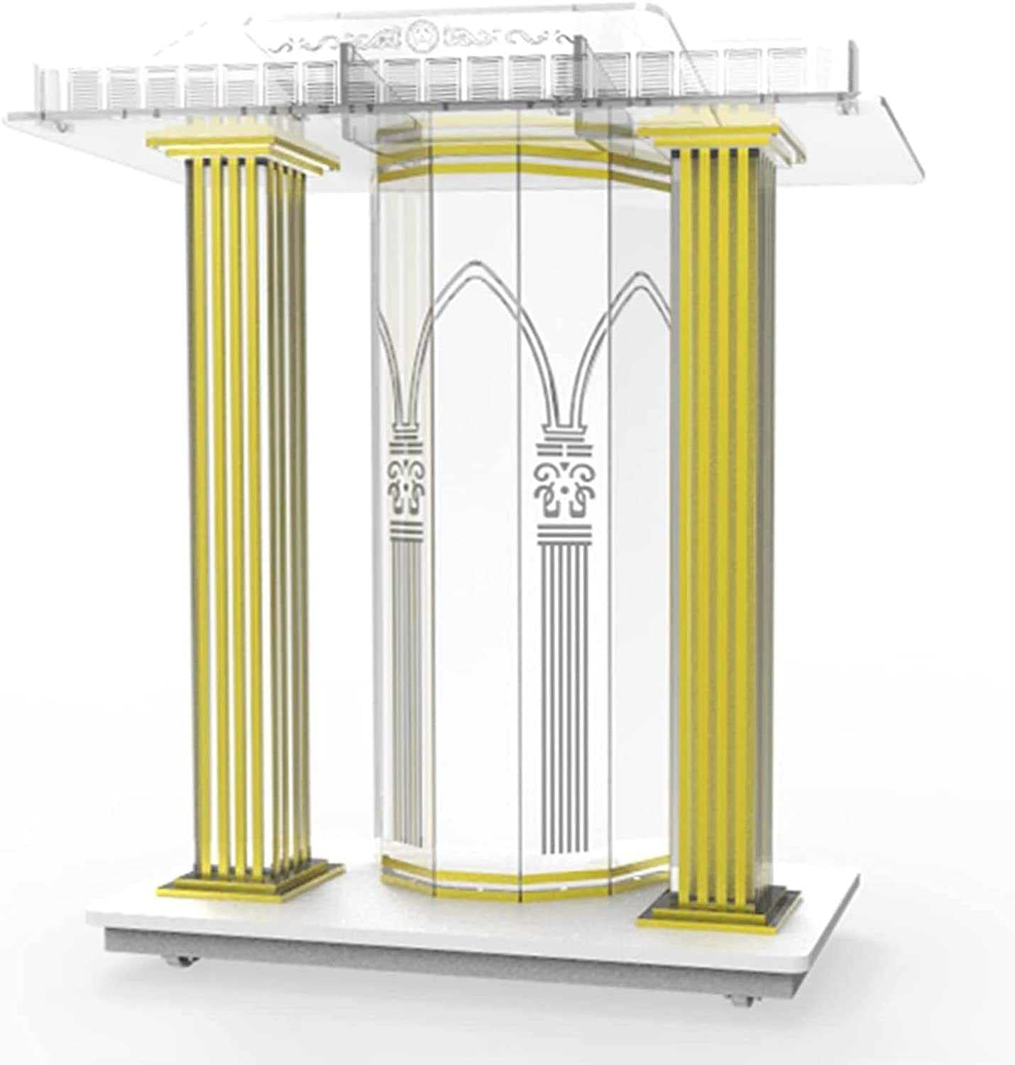 Podium Portable Scolaire, Chaire Lutrin LED sur roulettes, Table D'invits De Rception, Bureau d'accueil, pour Restaurants, Mariages, Bureau et salles de Classe
