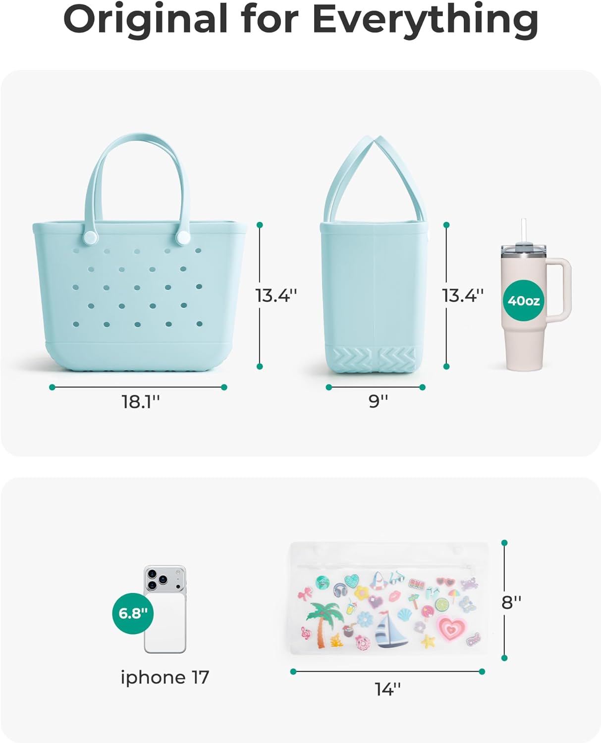 BAGSMART Large Beach Bag for Women with Cooler, Rubber Tote Bag with Charms, Waterproof Vacation Essentials for Swim Pool - Image 5