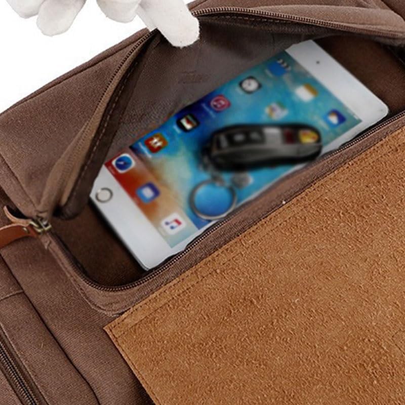 Men's Canvas Handbag Travel Crossbody Backpack Trendy Casual Shoulder Bag