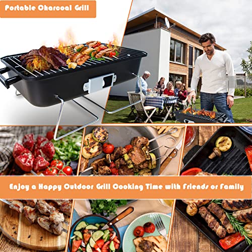 Geertop Portable Charcoal Grill With Lid Folding Barbecue Grill For Outdoor Camping Cooking Small Table Top Bbq Grill For Picnic Patio Backyard #TOP5