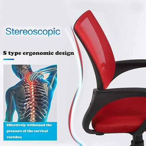 Miniatura 4 de Silla de computadora xmOAXx ergonómica con para oficina con respaldo tejido de altura media, 2 unidades, color rojo