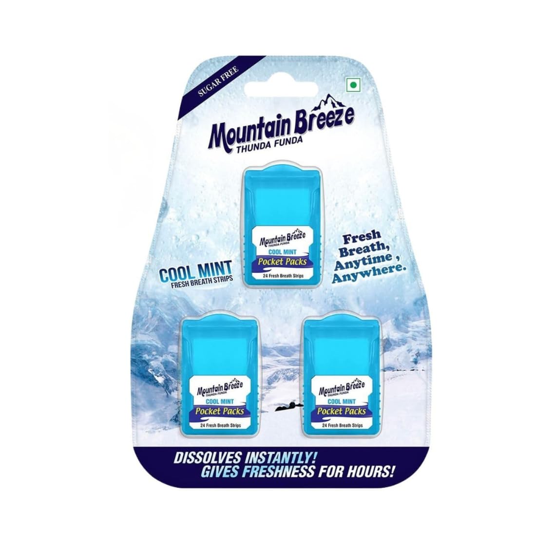 Mountain Breeze Oral Hygiene Mouth Freshener Sugar Free Cool Mint Flavoured Breath Strips (24 Strips each Cassatte)-Pack of 1(3 Cassette)-image-38