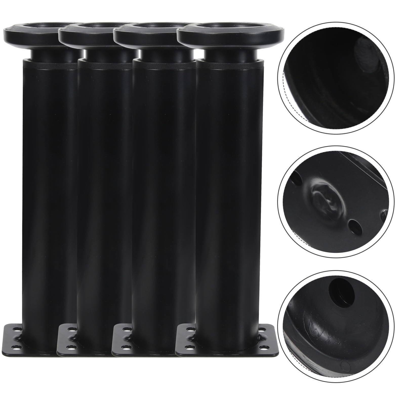 Operitacx Piedini Regolabili per Mobili in Gomma Antiscivolo, Altezza 18-30 Cm, Supporto per Rete Letto, Adatti a Divani e Armadi, Nero, Set 4 Pezzi