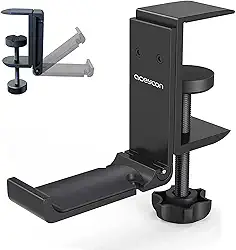 Suporte para fone de ouvido sob a mesa aceyoon, gancho dobrável para fones de ouvido de jogos, suporte universal de metal com grampo ajustável, instalação sem parafusos, multifuncional, para fones de ouvido, guarda-chuvas, bolsas
