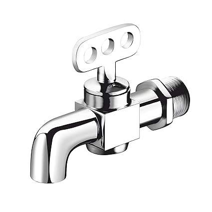 New Ware Brass Bib Cock Faucet Wall Mounted Bib Tap for Bathrooms, Washing Areas, Gardens | Faucet with Chrome Finish