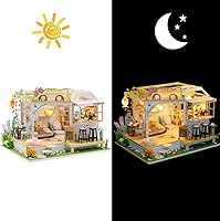 Vista 6 de Cat Cafe - Kit de casa de muñecas en miniatura de madera para mascotas, gatos, cafetería, accesorios de modelo de construcción con muebles, caja