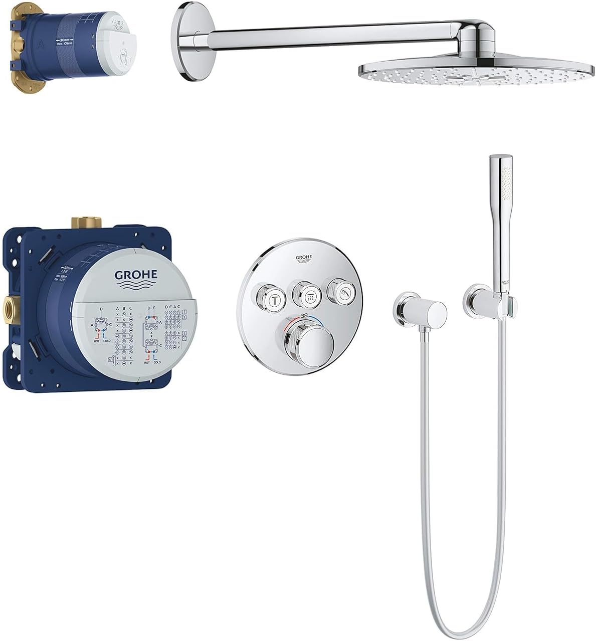 GROHE Grohtherm SmartControl Concealed Shower Set with 3 Valves (2