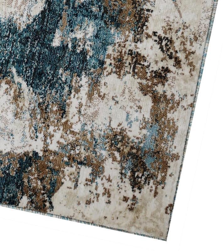 Image of Modern 3x5 Feet (90x150 CM) Silk Touch Carpet for Living Room Bedroom | Washable Anti-Skid | Multicolor Geometric Pattern | Stain-Resistant Floor Rug for Bedroom Drawing Room