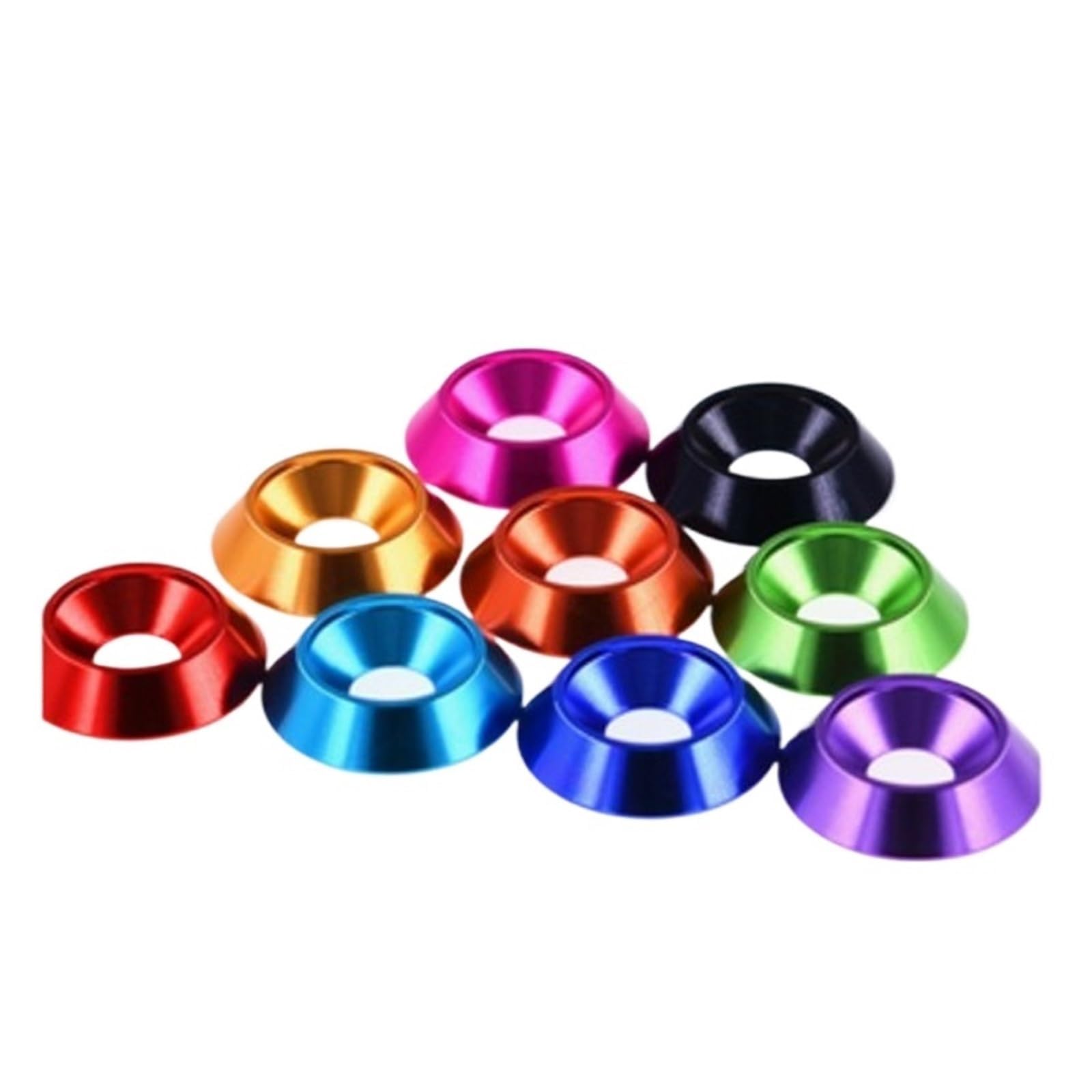 Rondella conica， Rondella conica， 10 pz M3 M4 M5 M6 M8 Alluminio Colorato Testa Svasata Ombrello Vite a Testa Piatta concava Conica Decorativa Rondella Scanalata(Red,M8 10PCS)