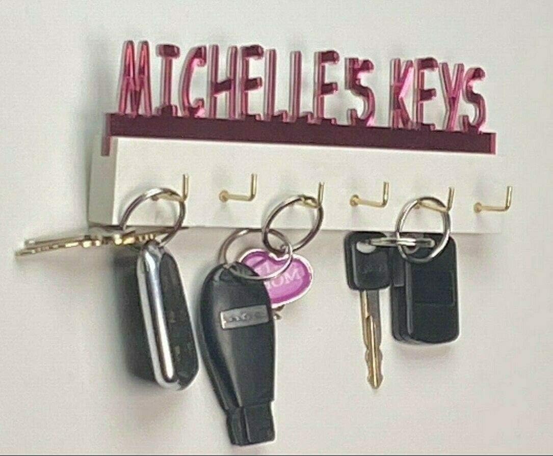 Personalized Key Hook Hanger Rack Organizer Wall Door Decor, Custom Name House, Cars, Keys Holder, A Fabulous Home Gift New Homeowners, Newlyweds Or A Family With A Growing Number Of Drivers!