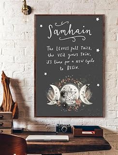 Samhain The Leaves Fall Thick The Veil Grows Thin It’S Time for A New Cycle to Begin 8x12 Inch Metal Tin Sign Featuring Vintage Signage for Home Garage Decor and Gifting Purposes.