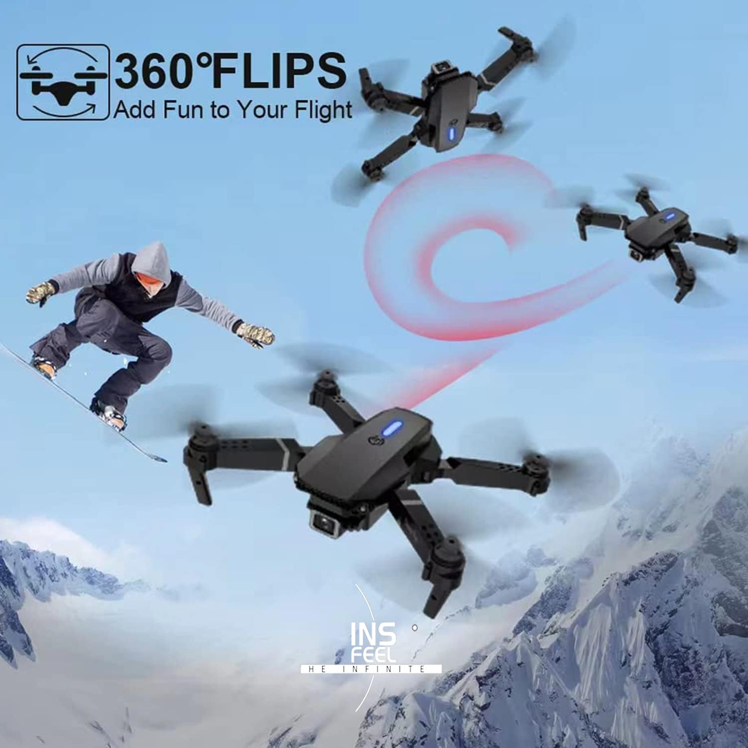 Mini Drone with Camera for Adults - Christmas Toy Gift for Beginner Age 15 Years Old - RC Quadcopter Multirotors | Foldable UAV | WiFi HD FPV Live Video | One Key Take Off/Land | Altitude Hold | Headless Mode | 360° Flip | Carrying Case (Black+ 2023)