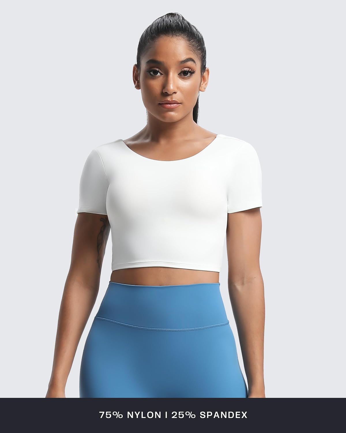 Aoxjox Short Sleeve Crop Tops for Women Emma Backless Twist Back Workout Cropped T Shirt Top - Image 4