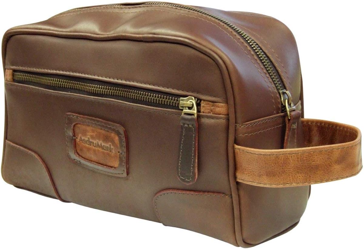 AsdruMark Brown & Cognac Leather Wash Bag