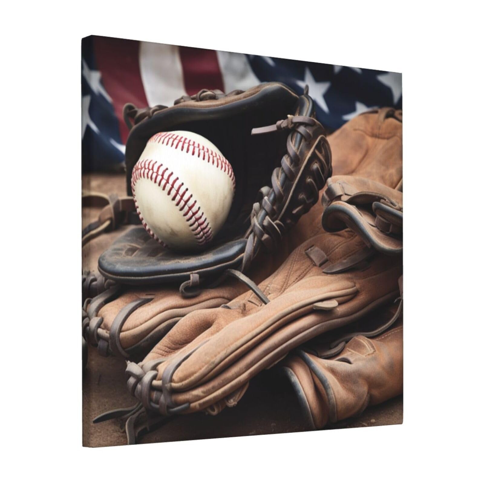 FodPand Baseball Equipment Canvas Wall Art for Living Room Wall Decor 12"x12" Modern Artwork Painting Pictures Hanging Canvas Prints Aesthetic Wall Art for Bedroom Bathroom Office Wallart Decor