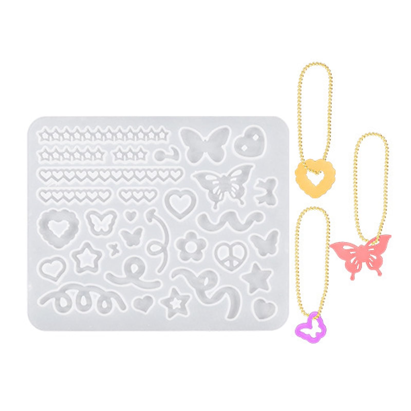 Stiesy Butterfly Silicone Moulds Heart Star Epoxy Resin Casting Molds Jewelry Making Mould for Keychains UV Resin Jewellery Pendants Earrings Keychains Making DIY Crafts