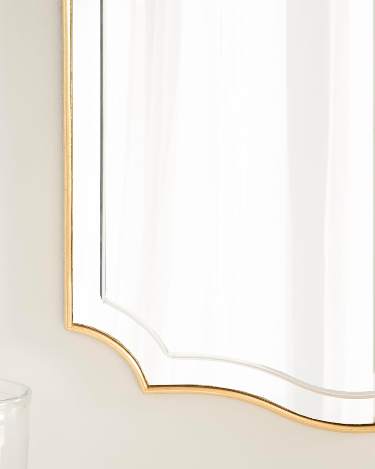 Kate and Laurel Hollyn Glam Scalloped Rectangle Wall Mirror; 24 x 36; Gold; Modern Scallop Mirror with Engraved Border for Bathroom Mirror for Over Sink or Fireplace Mantel Mirror