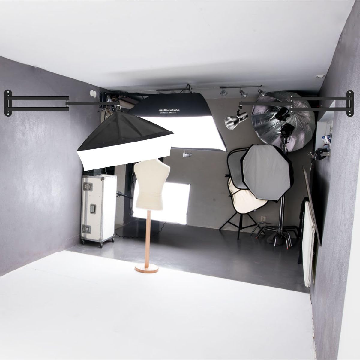 Wall Mounting Boom Arm，Extended 2.6ft 31 inches Horizontal 180° Rotation Fold Space Saving Long Swing Bracket,for Microphone Stand for Live Broadcast Home or Office (1/4SCREW)