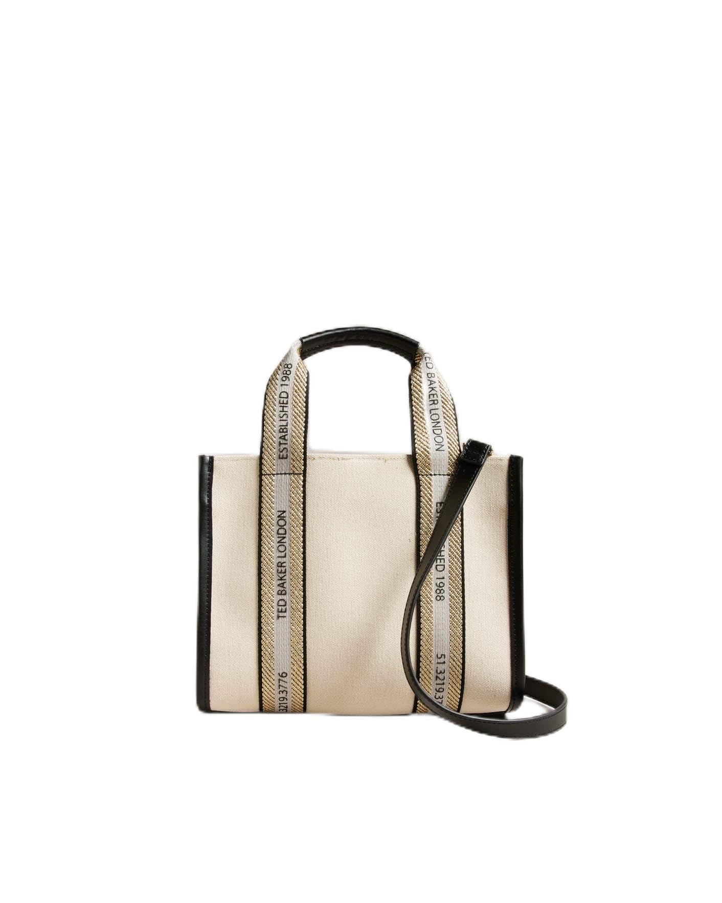 Ted Baker Damen Georjea Branded Webbing Canvas Small Tote Tragetasche aus Segeltuch, Natur
