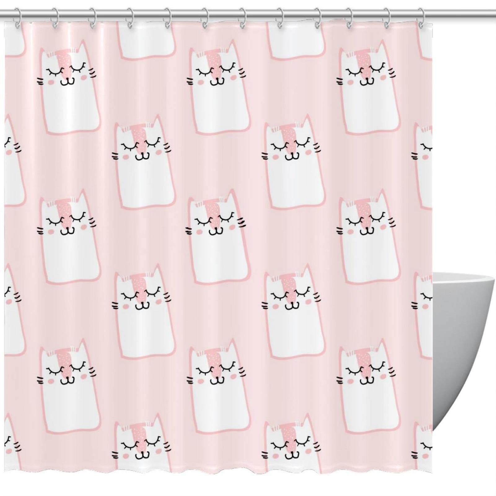 Rideau de douche chat rose : créez un espace bain ludique pour votre enfant