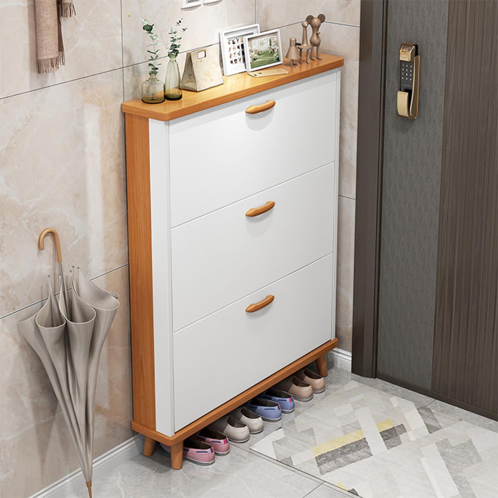 Meuble à chaussures slim 3 tiroirs, meuble de rangement bois grande capacité pour hall
