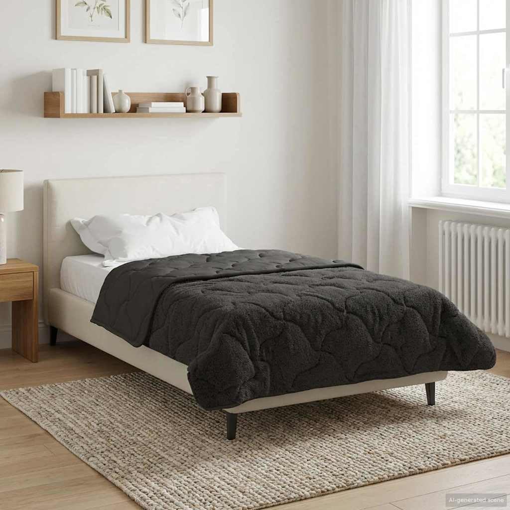 Générique Wendbare Steppdecke aus Mikrofaser, Teddybär, Anthrazit, 135 x 200 cm, Winterdaunen, gesteppt mit überlappenden Nähten, modernes Design, maschinenwaschbar für Komfort, weich und atmungsaktiv