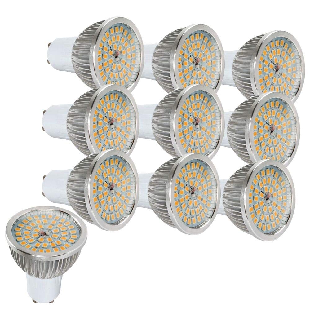 NUOXIN 10 Pack 6W Super Bright GU10 Spotlight LED Light Bulb,Warm White 3000K 60W Equivalent, Energy Saving, Perfect for Replacing Halogen Bulbs GU10 60W 600LM