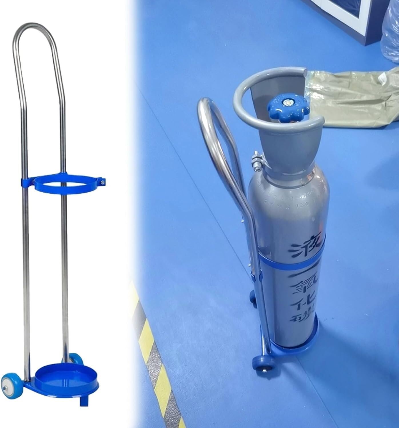 Carro portátil para tanque de oxígeno, carro rodante resistente para transportar cilindros, cilindro de gas de una sola capacidad con ruedas