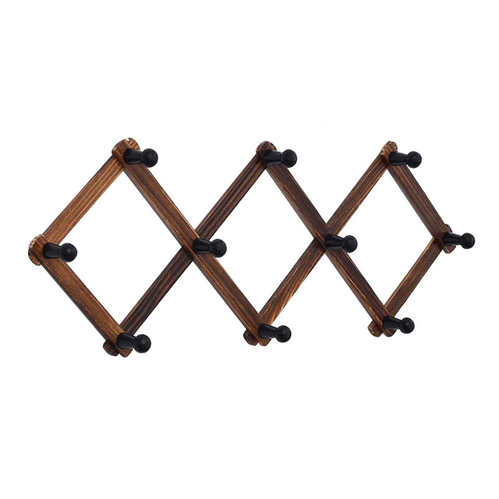 MICFENY Expandable Wooden Coat Rack Wall Mount Hanger with Pegs for Hats and Mugs Space Saving Baseball Caps Organiser