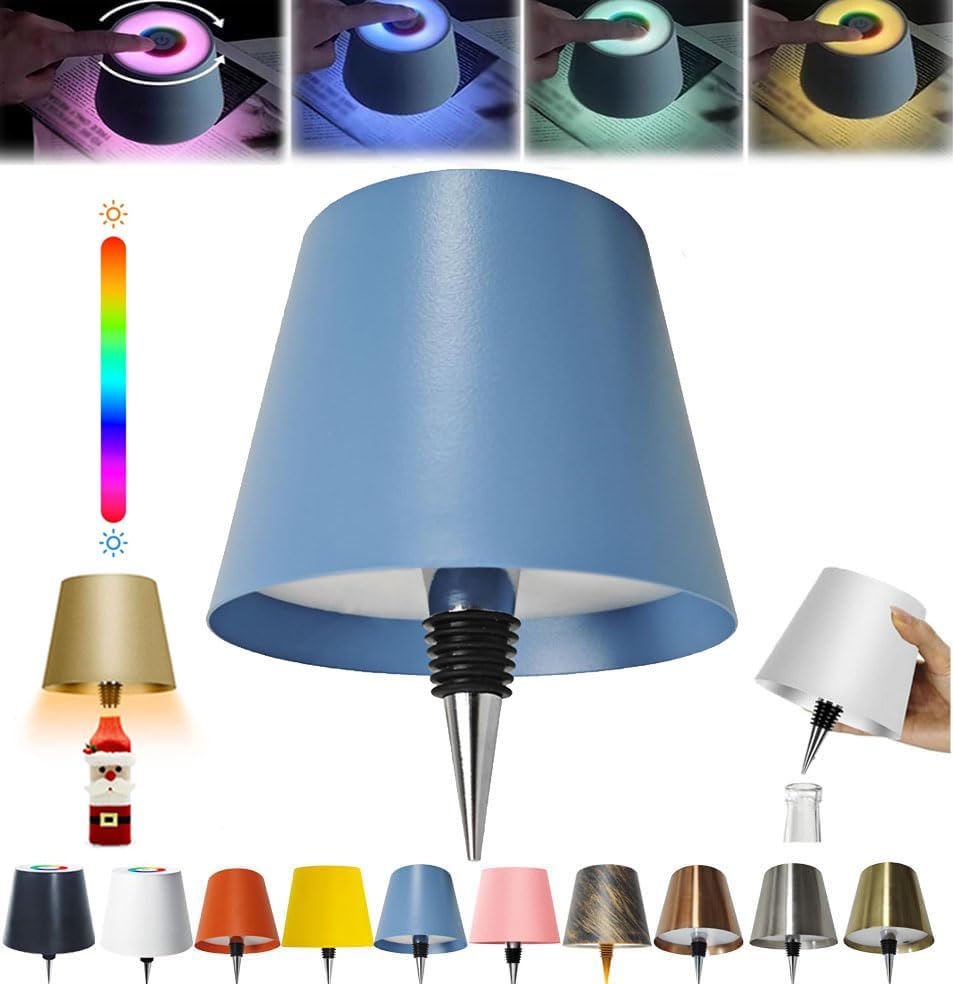 oddmmo Wireless Bottle Lamp, 2024 New Wireless Wine Bottle Light with Colorful Dimming, Rechargeable Touch Control Wine Bottle Lights, New LED Desk Lamp for Bedroom, Restaurant & Bar