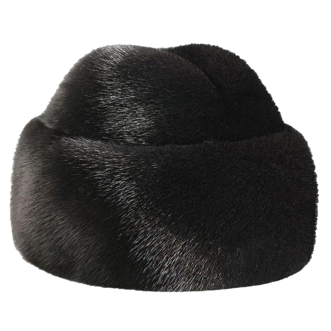 Gorro de invierno para hombre, de piel de visón, grueso y cálido, gorro de piel de invierno, gorro de regalo, gorro de calidad, Negro 1, 59-61