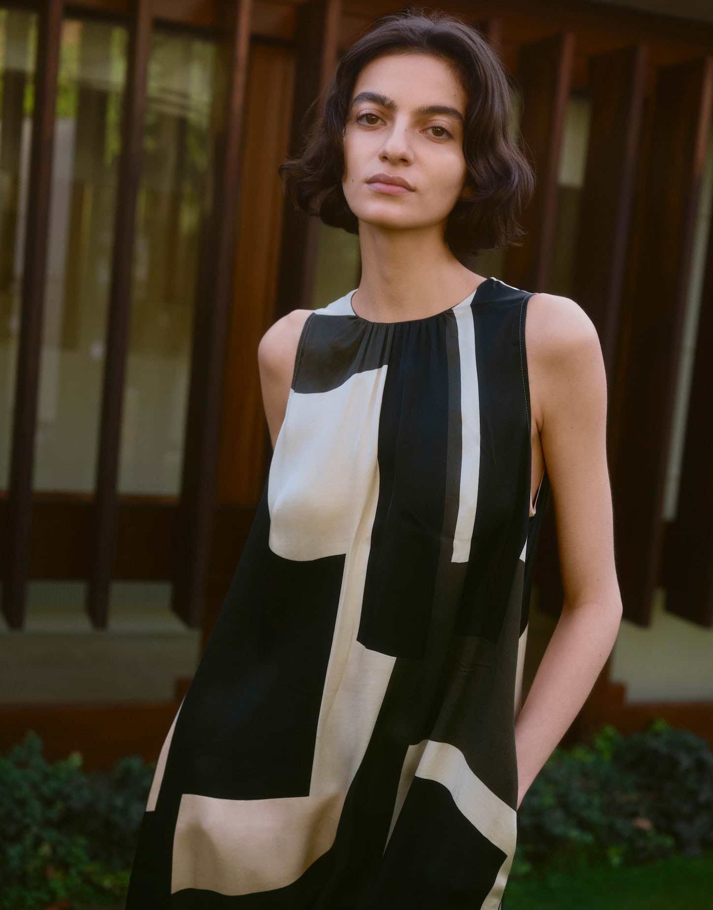 someday Damen Midikleid | Sommerliches Trägerkleid mit abstraktem Druck