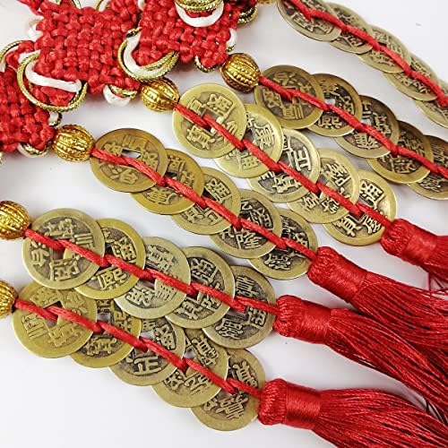 12 Pieces Chinese New Year Fortune Coins Lucky Charms Tassel Gold Chinese Knot New Year Decorations Chinese Feng Shui Coins for Chinese New Year Home Wealth Success Good Luck