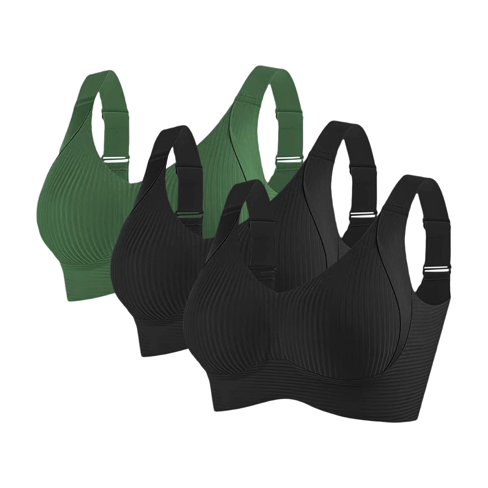 Reggiseni Comfort da Donna UK Sport Push Up Senza Cuciture Confezione da 3 Wireless a Costine Grandi Seni Cadenti Top da Donna Anziani Sport Support Lift Reggiseno Morbido Regolabile Comfort ad Alto