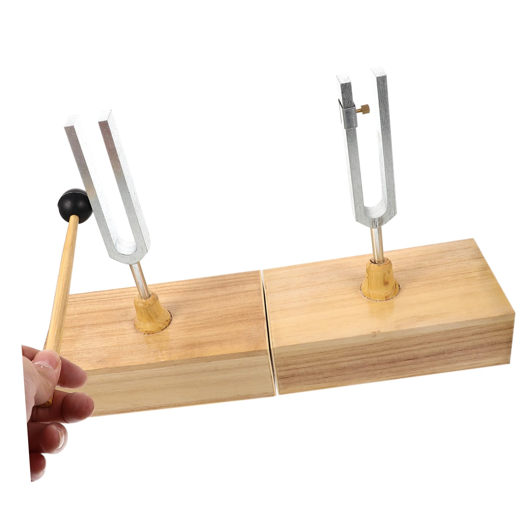 Mikinona Stimmgabel Satz 440hz mit Hammer und Holzsockel aus Metall und Holz Präzise Stimmung für Physikalische Akustik Experimente