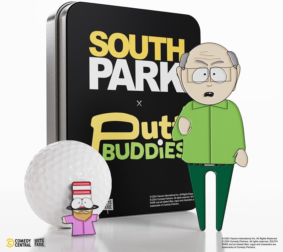 South Park Mr. Garrison Divot Tool with Mr. Hat Ball Marker – Officially Licensed South Park Golf Accessories Set – Metal Divot Repair Tool with Magnetic Ball Marker for Golfers