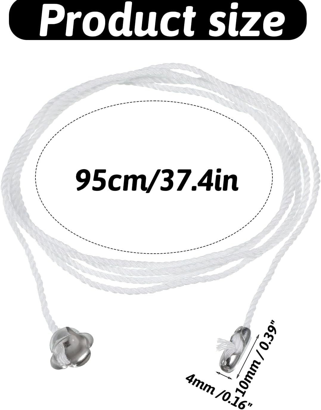 6 Pack Ceiling Fan Cord Connector, Light Pull Cord String with Connector, Pull-Chain Extension for Ceiling Fan Light Fixture Lights Bulb (90cm/3ft)
