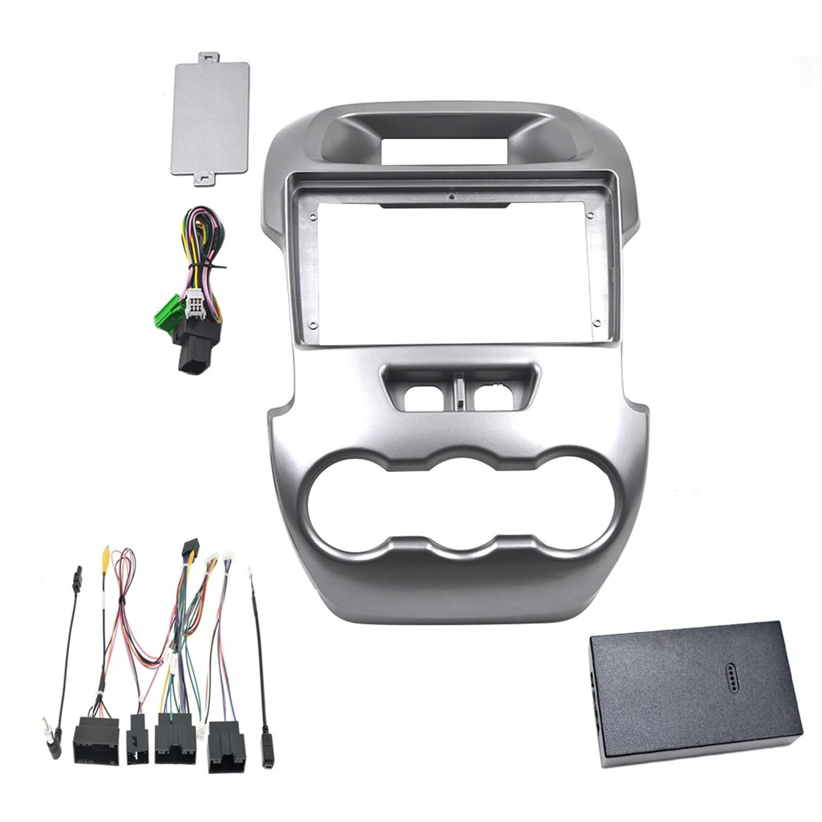 JKELPV Car Radio Frame Kit Fit For Ford Ranger 2011-2015 Car Radio Fascia Frame 2 DIN CAR 9 Inch DVD Panel Dash Kit Radio adapter(With canbus sliver)