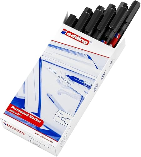 Miniatura 2 de edding 370 marcador permanente - zwart - 10 stiften - fijne ronde punt 0.039 in - watervast, sneldrogend - multi-marker, universele stift - voor