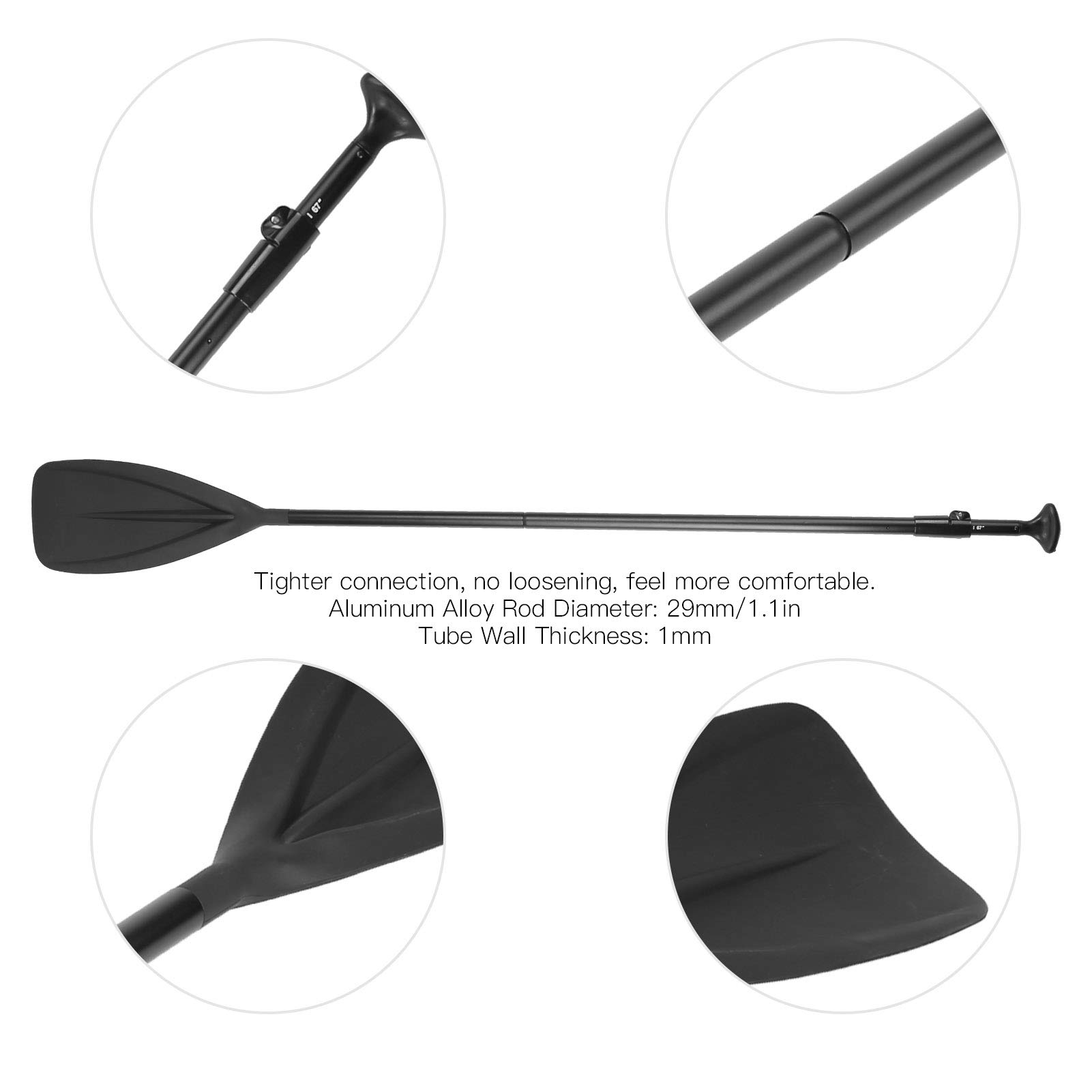 Remo de kayak ajustable | Tabla de remo de pie de aleación de aluminio de 175-215 cm | Remo de canoa desmontable para kayak/tabla de remo de pie/paseos en bote | Ligero 900 g,