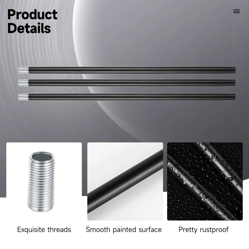 Snapklik.com : Lnrueg Matte Black M10 Threaded Extension Rod, 10 PCS 12 ...