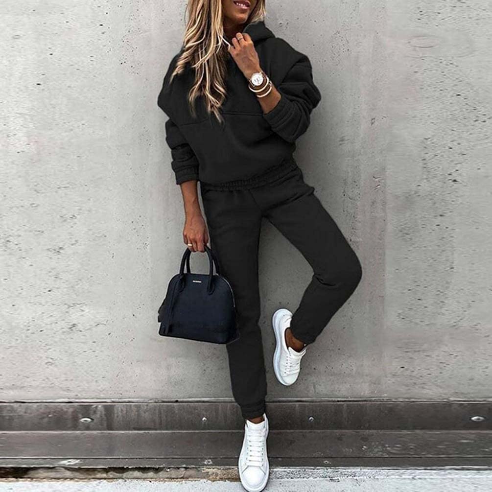 Tuta da Jogging da Donna Tuta da Donna 2 Pezzi Tuta for Il Tempo Libero Tuta Sportiva con Cappuccio Fitness Streetwear Abbigliamento Sportivo Pullover Top