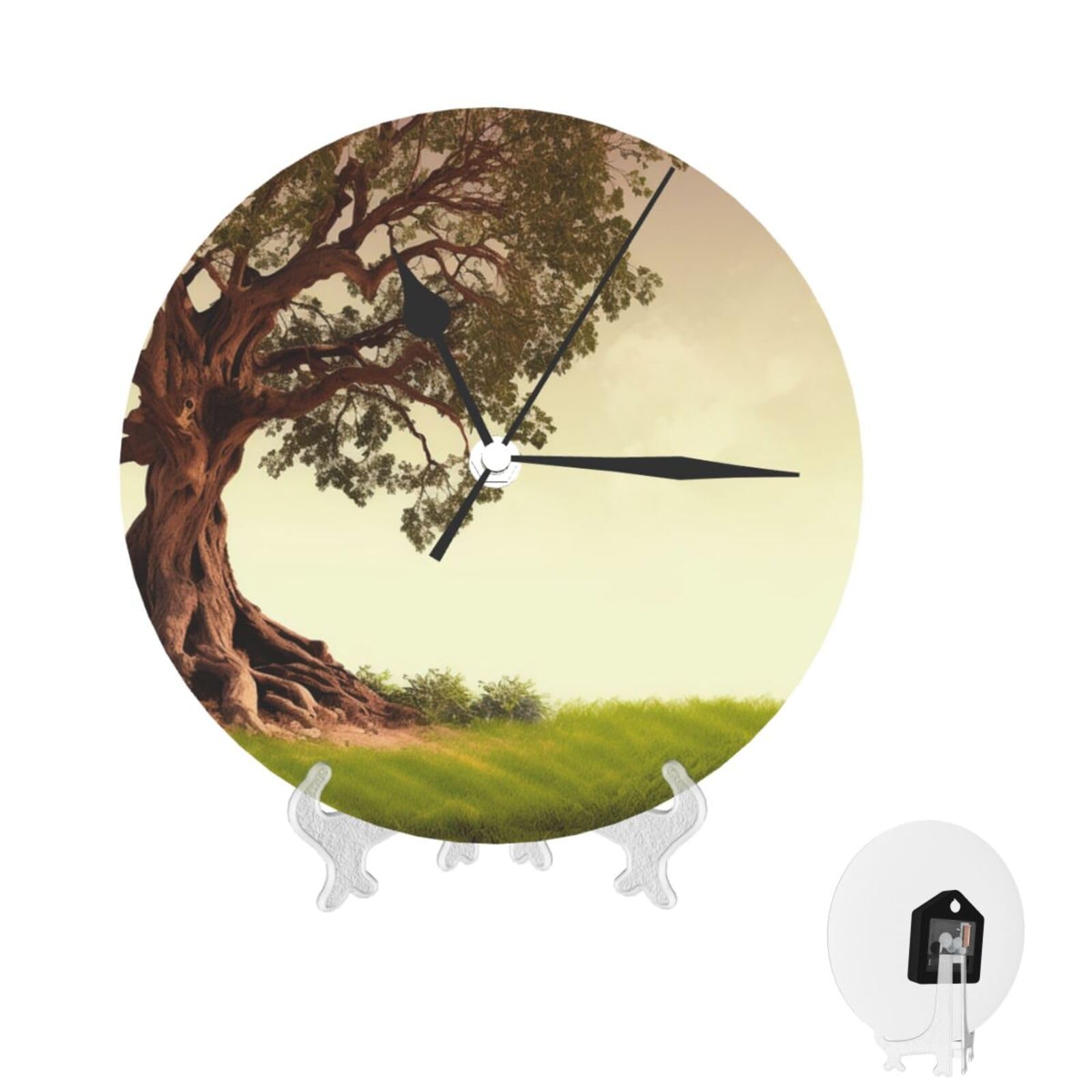 Horloge moderne en forme d'arbre pour une décoration de salon chaleureuse et zen