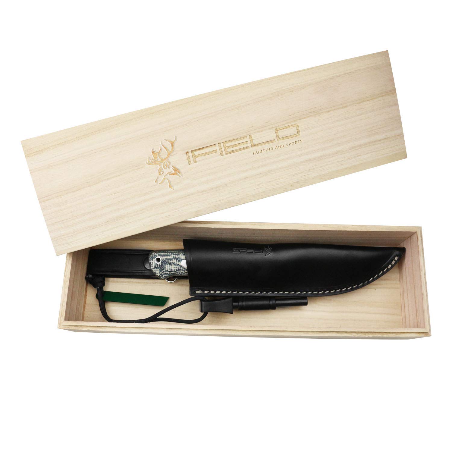 iFIELD EL29121 Coltello multifunzionale per escursioni, caccia e sopravvivenza all'aperto, lama in acciaio inossidabile MOVA-58 con manico in granito TRF, Made in Albacete (Spagna)