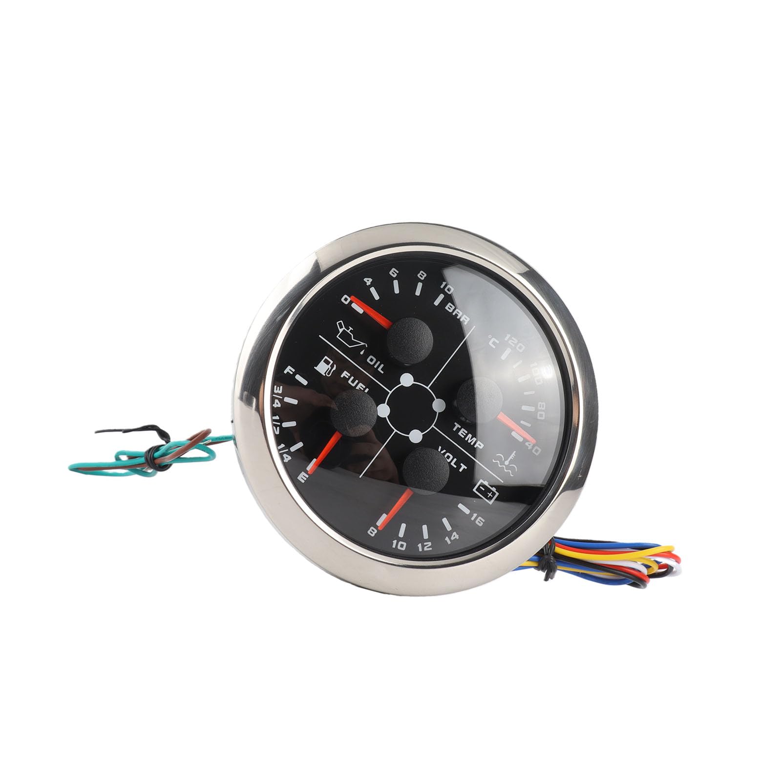 aqxreight Jauge Marine 4-en-1 85mm Pression D'huile Température Voltage