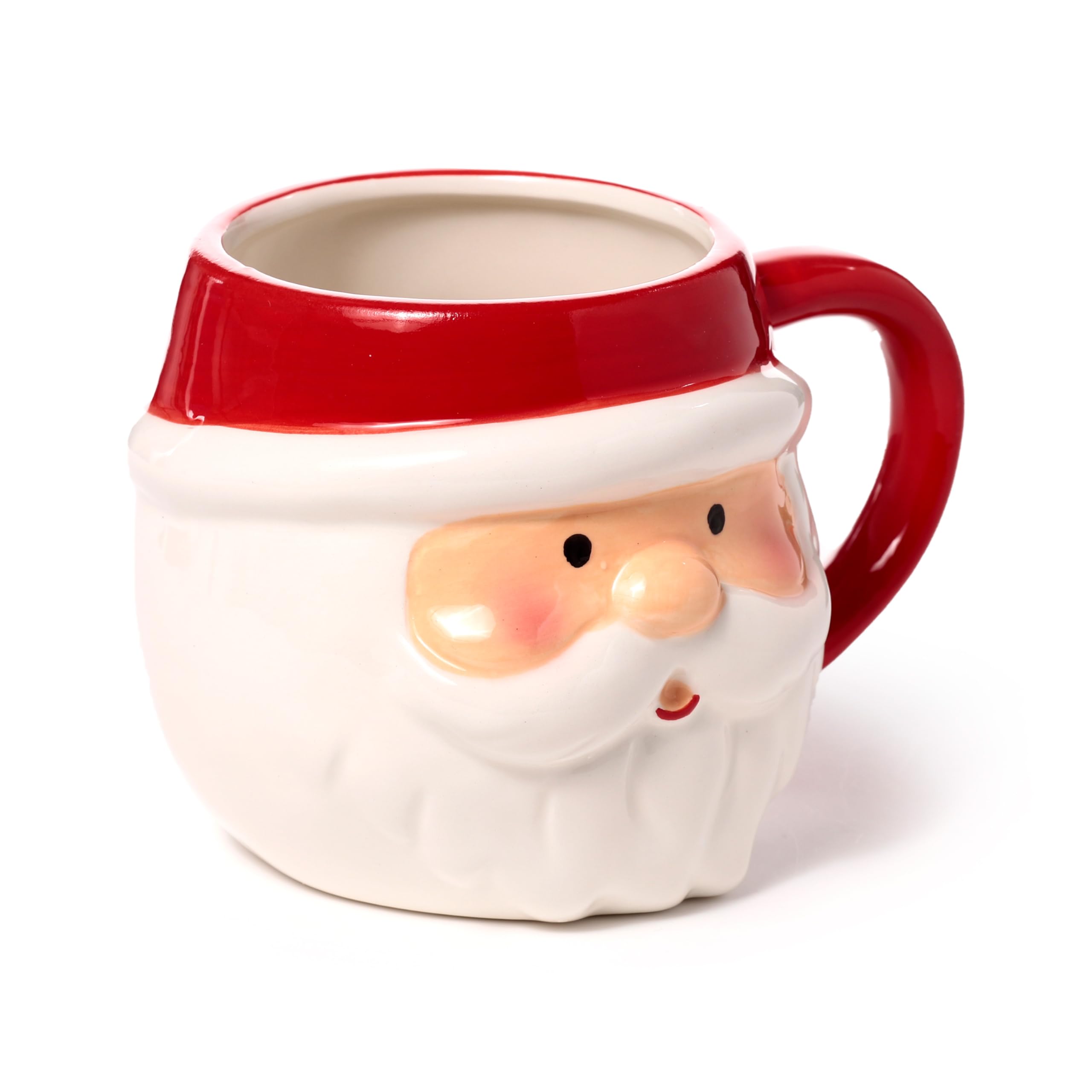 Puckator Christmas Santa Head Ceramic Shaped Mug - Funny Home Accessories - Cute Gifts for Girlfriend - Large Mugs for Men Women Hot Drinks - Cups Presents - Secret Santa Gift Cup Set