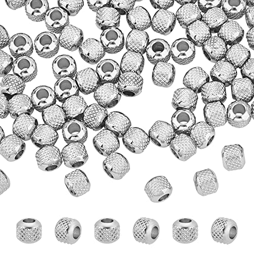 UNICRAFTALE About 100pcs Textured Stainless Steel Beads Rondelle Metal Stripe Spacer Bead Round Loose Beads for DIY Jewelry Making 2mm Hole Stainless Steel Color