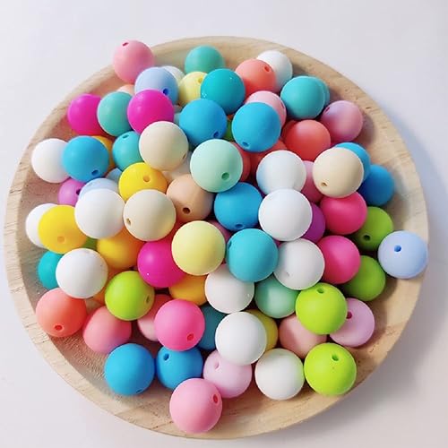 Miniatura 2 de 70 cuentas redondas de silicona de goma de 0.472 pulgadas a granel, magnífico kit de fabricación para llavero, borlas, collar, pulsera, joyería,