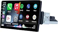 Multimídia 1 Din, 10 Polegadas com CarPlay e Android Auto, Câmera de Visão Traseira, Bluetooth 5.1, Tela Sensível ao Toque HD - A escolha perfeita para segurança e conforto automotivo